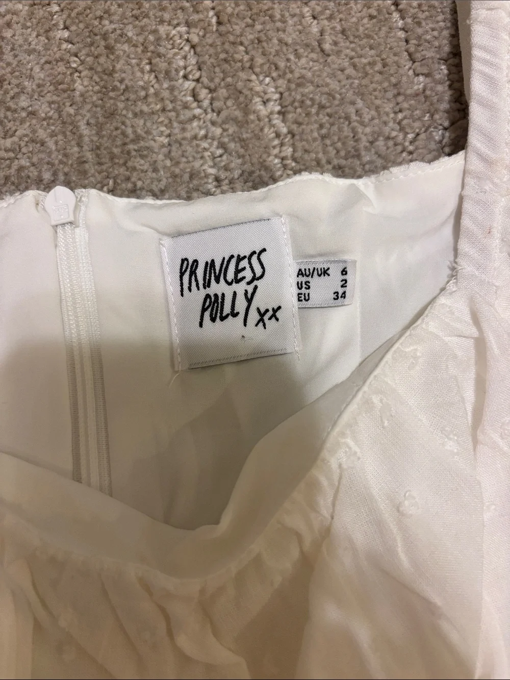 Princess Polly Cream Lace-Up Puff Sleeve Mini Dress - Picture 2 of 3